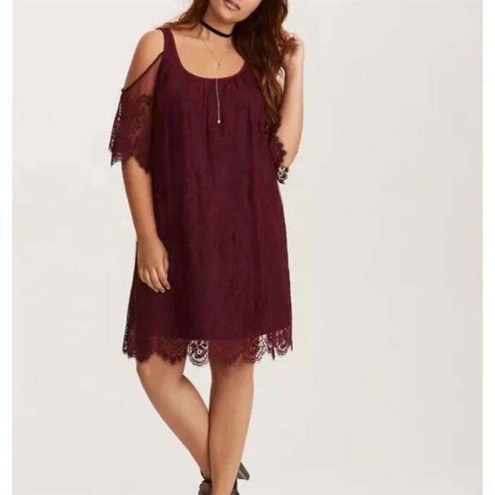 Torrid Red Cold Shoulder Flutter Sleeve Mini Dress